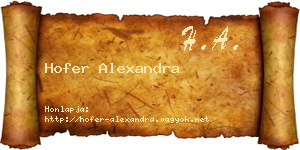 Hofer Alexandra névjegykártya